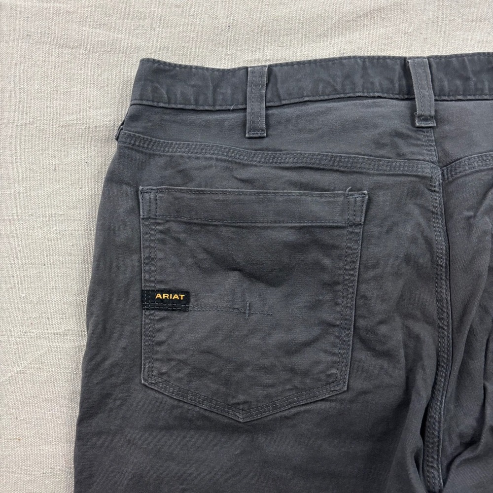 Ariat Rebar M4 Work Pants Mens 38x30 Grey Relaxed Straight DuraStretch Canvas - Picture 4 of 11